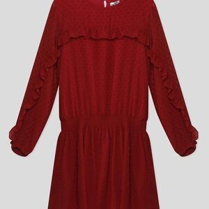 Mayoral Elegant Burgundy Ruffle Dress